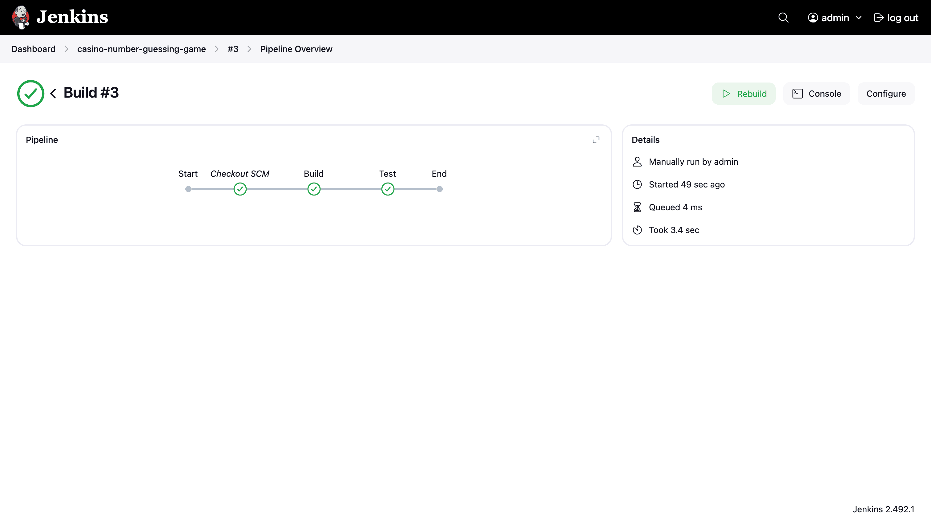 Pipeline overview with Test stage